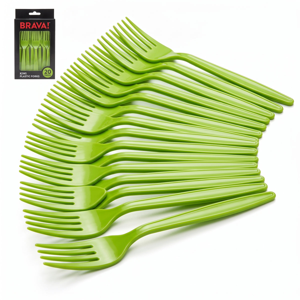 Kiwi Green Plastic Forks - 7.5 in. - 20 Pack