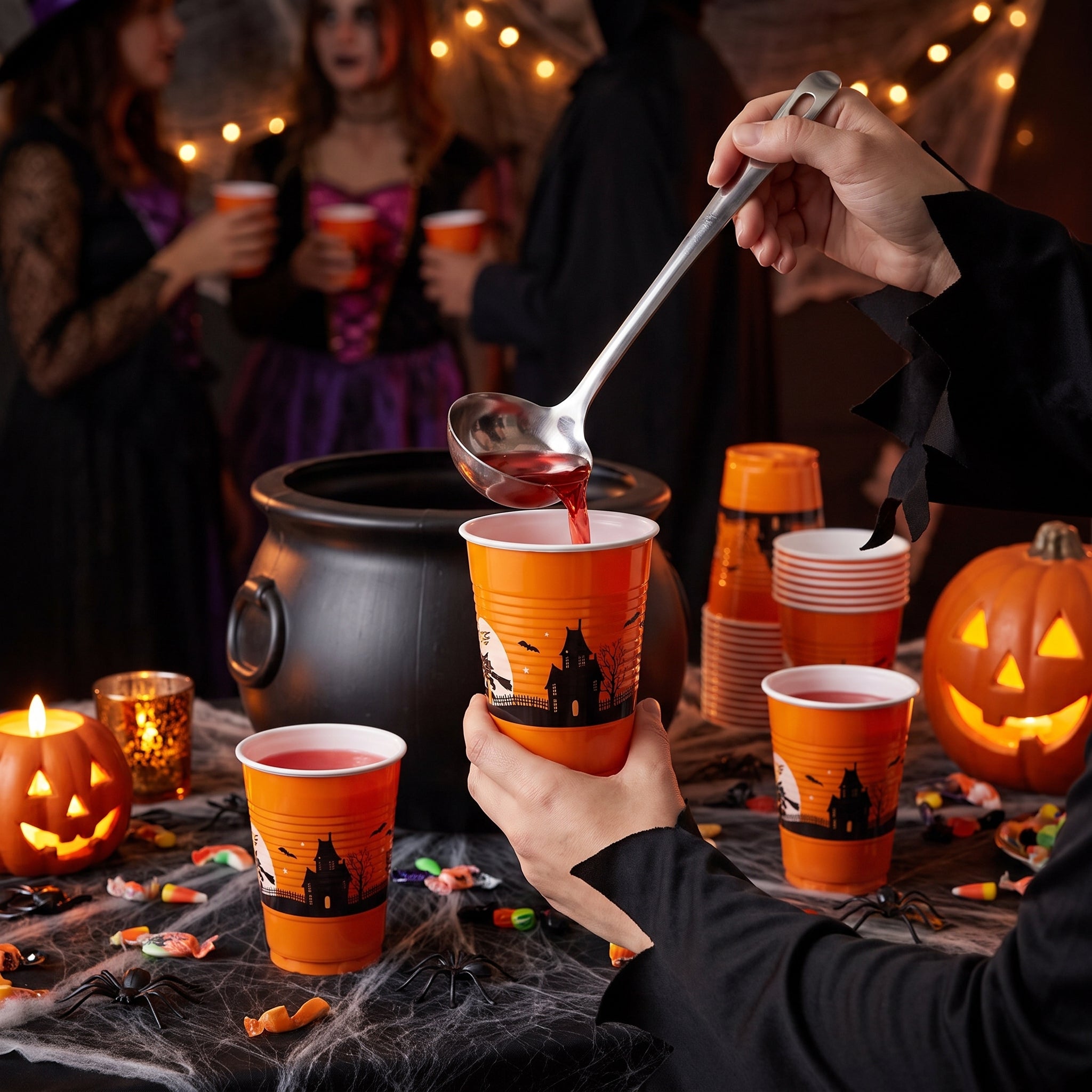 Vintage Halloween Printed Plastic Cups, 16oz, 25-Pack