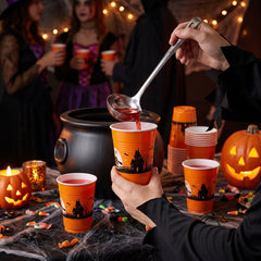 Vintage Halloween Printed Plastic Cups, 16oz, 25-Pack