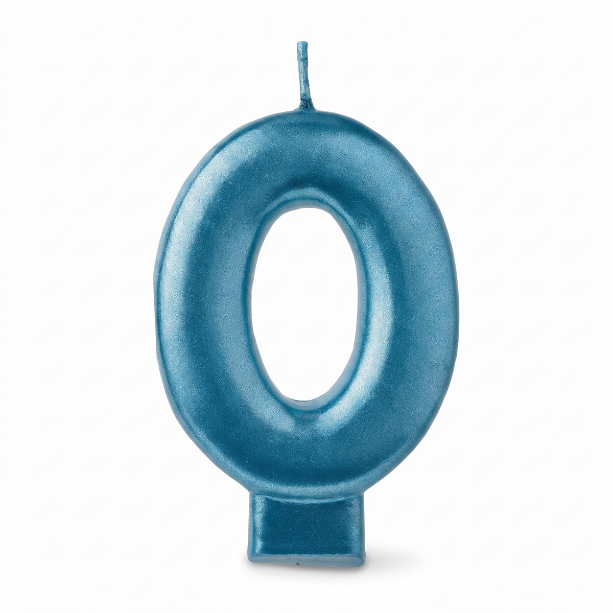 Metallic Blue Number 0 Birthday Candle