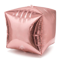 Rose Gold 15-Inch Geometric Foil Balloon Cube