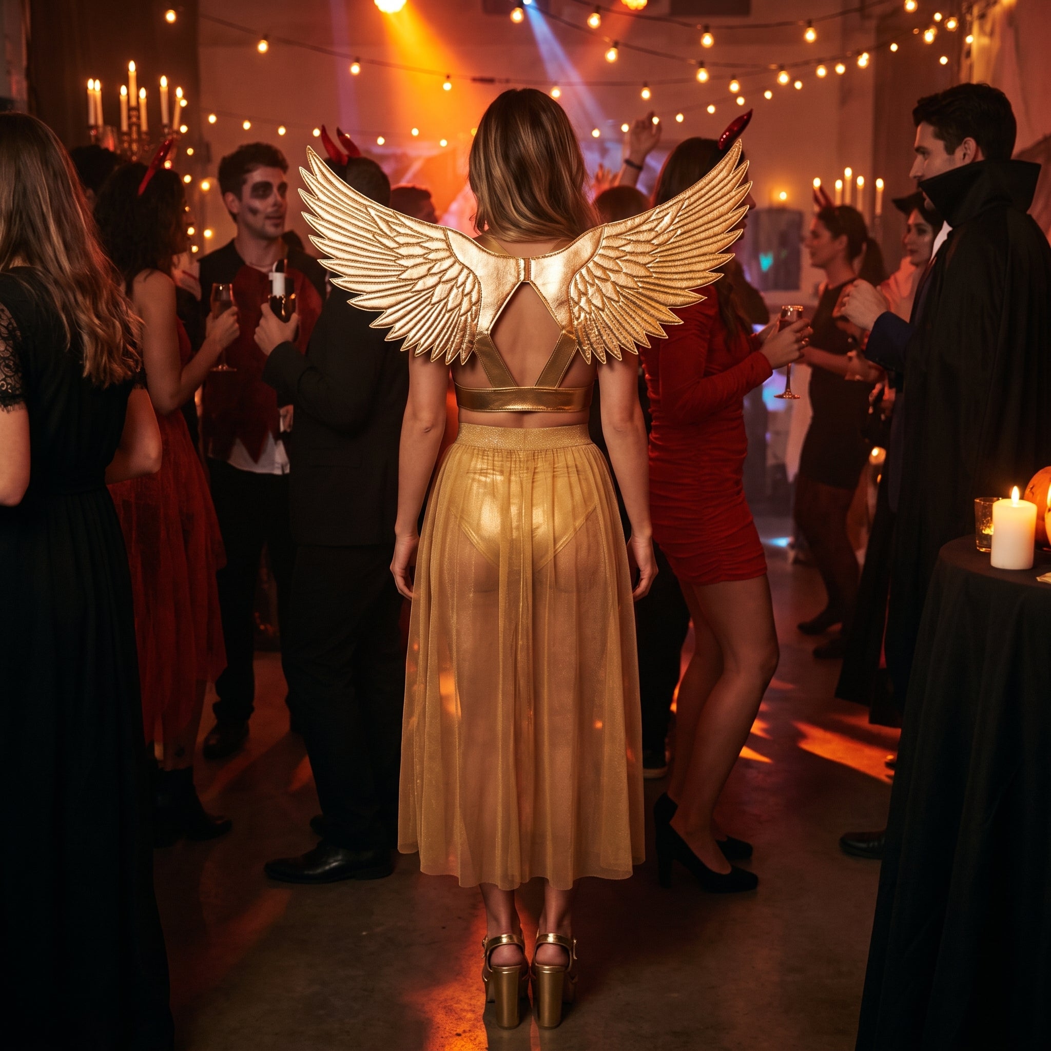 Golden Gilded Glam Wing Harness for Halloween
