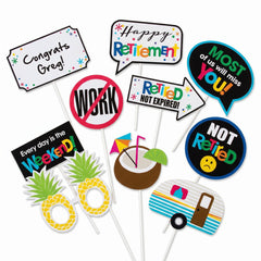 Happy Retirement Photo Booth Props Kit - 13-Piece Set