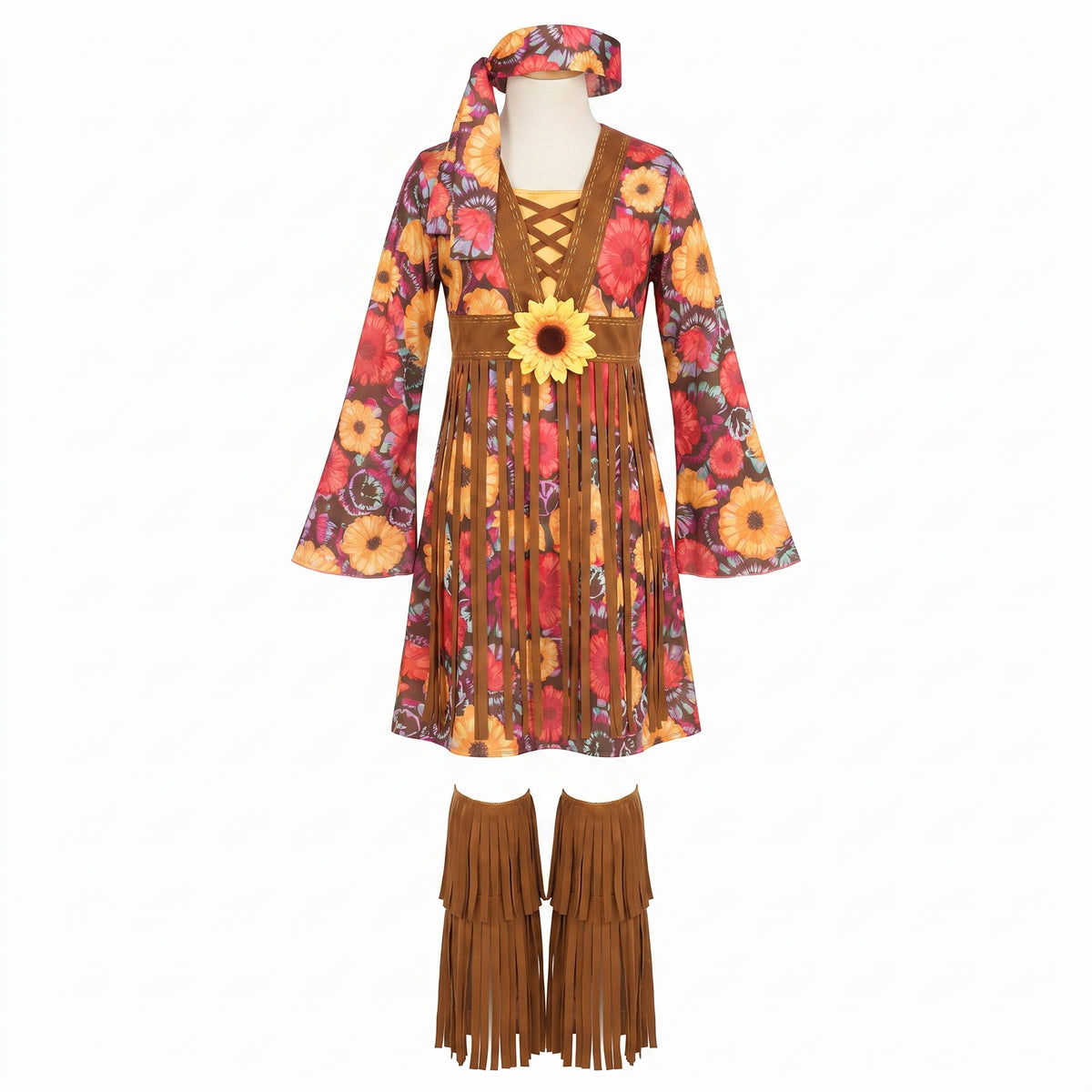 Flower Power Hippie Costume for Girls - Medium