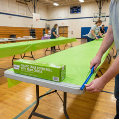 Kiwi Green Plastic Table Cover Roll with Slide Cutter - 54" x 126 ft