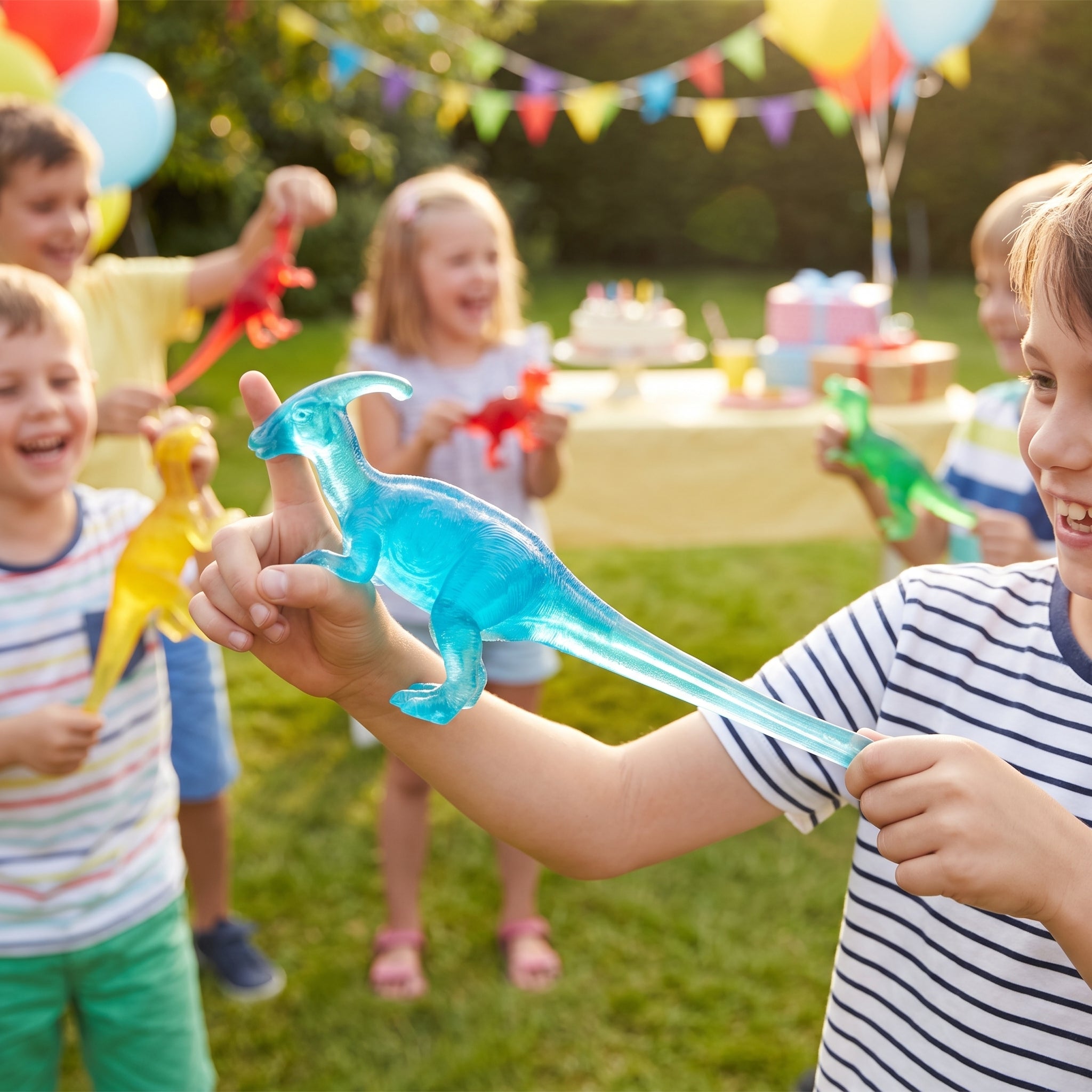 Dinosaur Flinger Toy Favors, Multi-Colored, 8-Pack