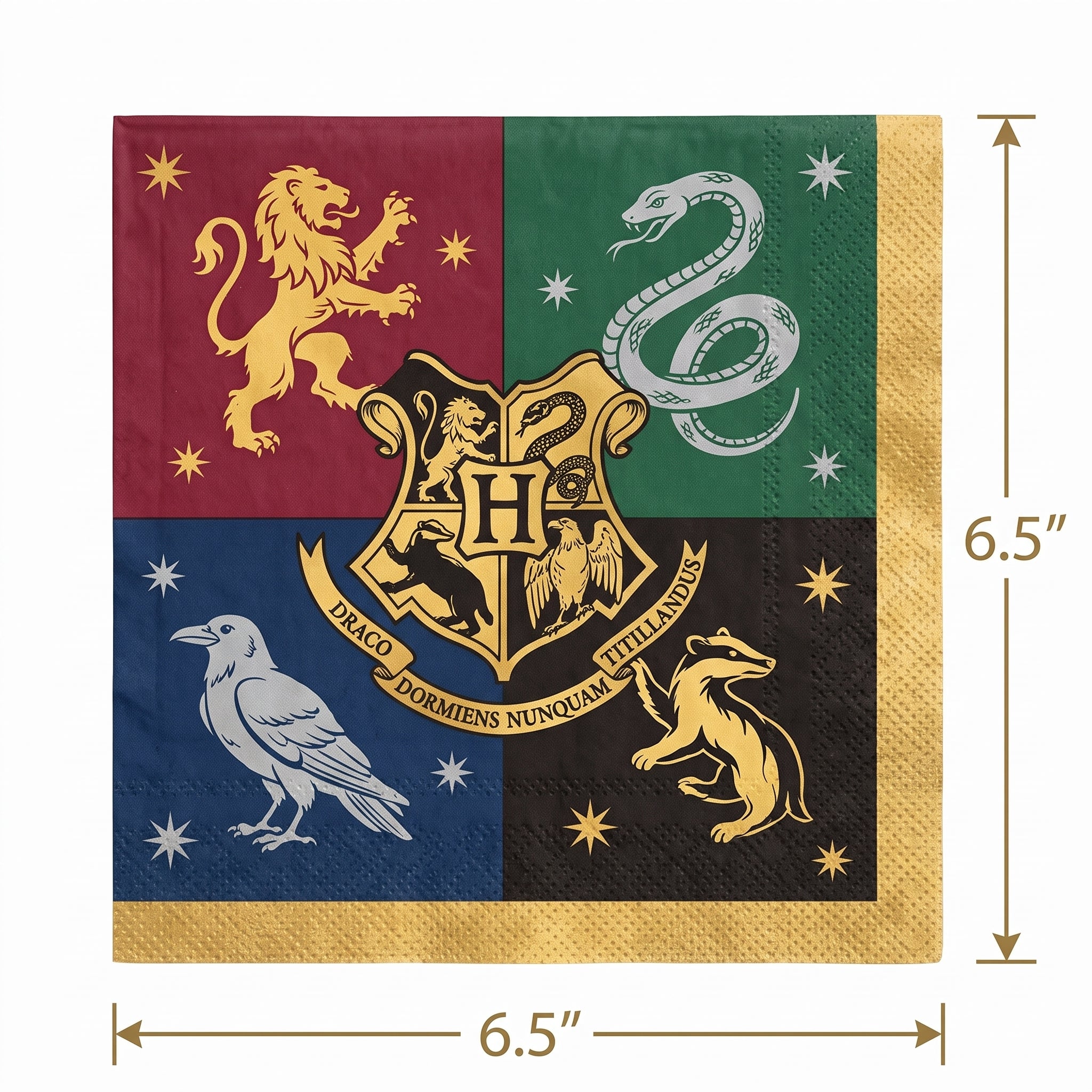 Harry Potter Hogwarts House Lunch Napkins - 6.5 In. x 6.5 In. - 16 Pack