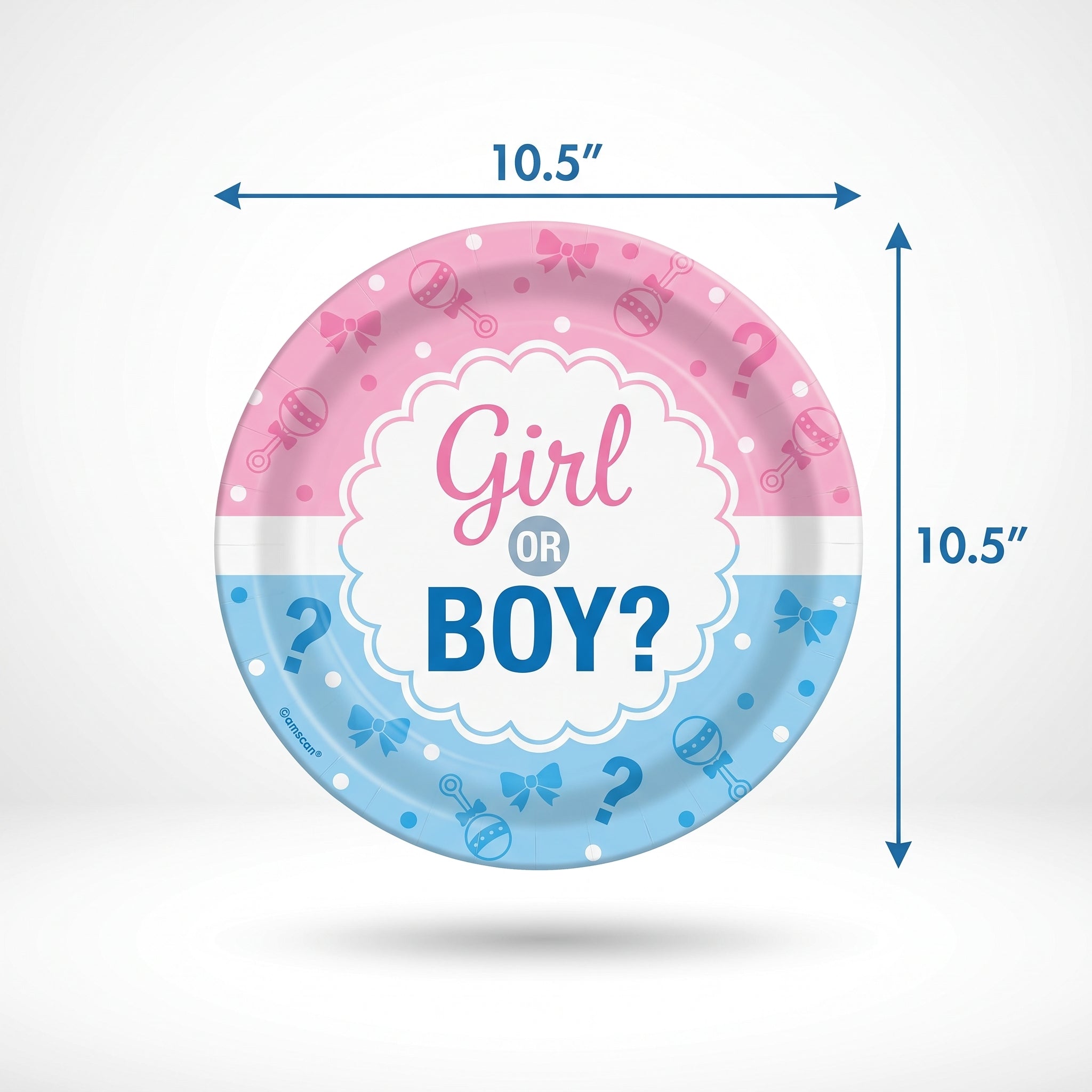 "Girl or Boy?" 10.5" Gender Reveal Paper Plates - 8 Pack