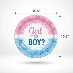 "Girl or Boy?" 10.5" Gender Reveal Paper Plates - 8 Pack