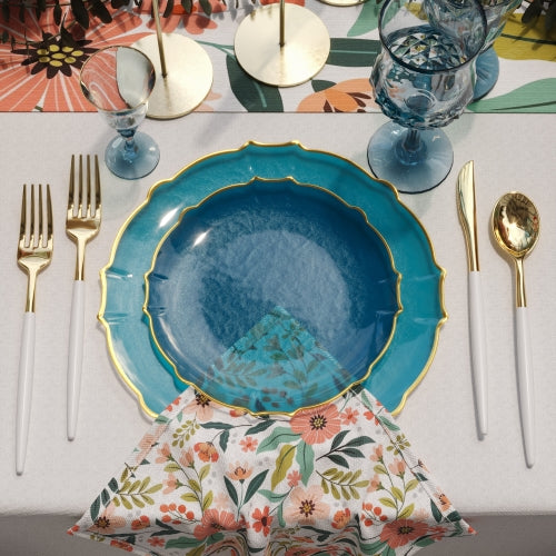 Peacock/Gold Petal Plates - Combo Pack 40/40