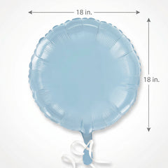 Pastel Blue Foil Balloon 18 Inch Round - Self-Sealing Light Blue Mylar Balloon with Ribbon for Baby Shower, Gender Reveal, Birthday Party Decorations