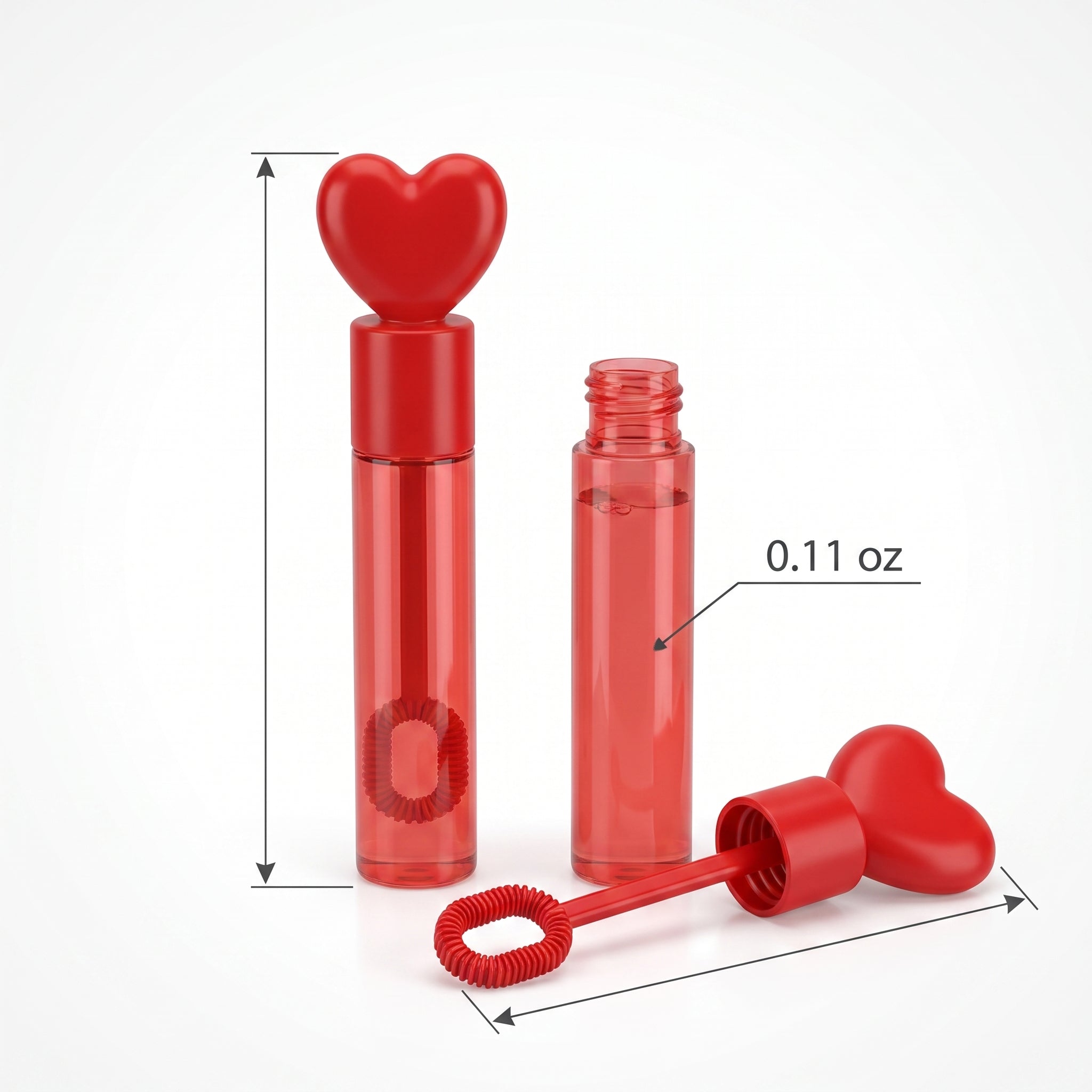 Mini Heart Bubble Wands - Red, 10 Pack