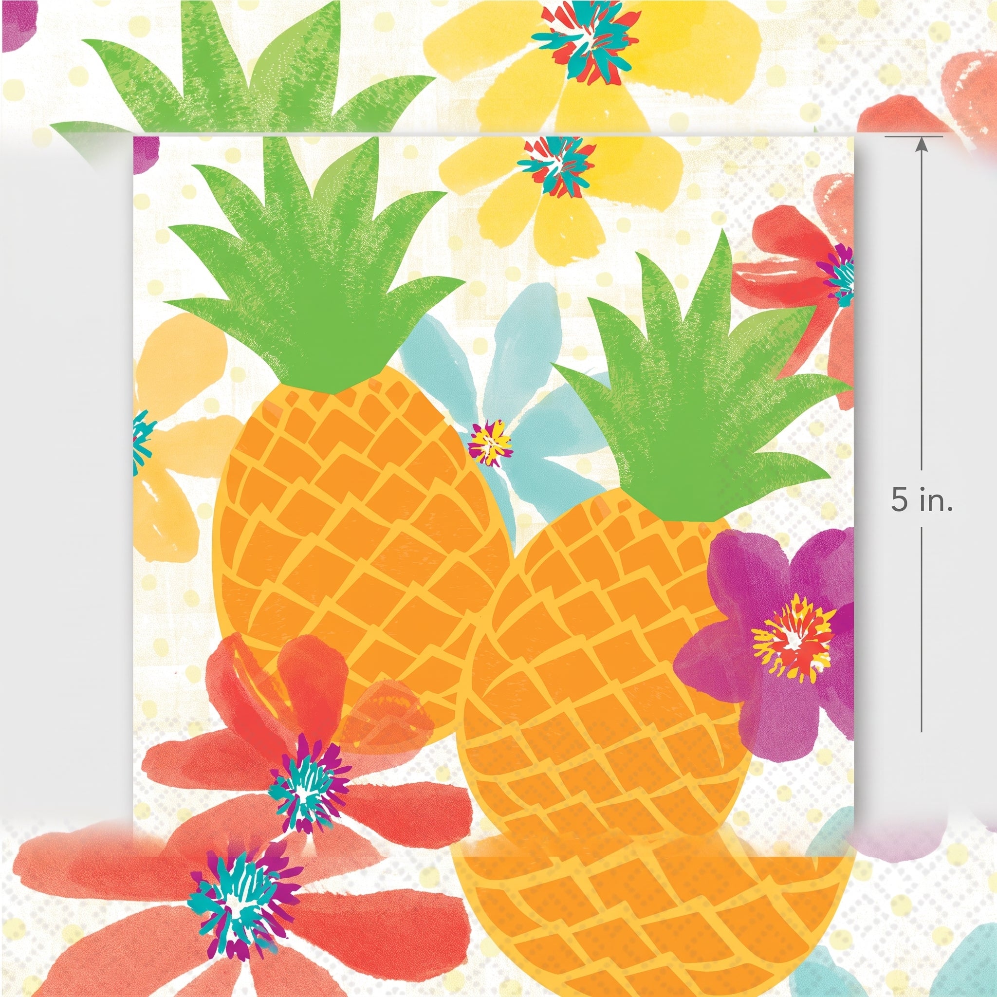 Tropical Pineapple Party Beverage Napkins - 5 In. X 5 In.