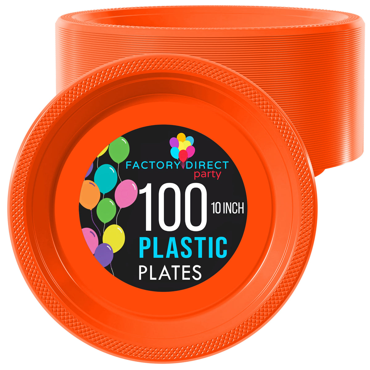 Orange 10 In. Plastic Plates 100 Count