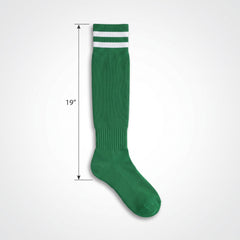 Festive Green Striped Knee-High Athletic Socks