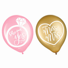 Mint To Be Wedding Balloons, Pink & Gold, 12-Inch, 15-Pack