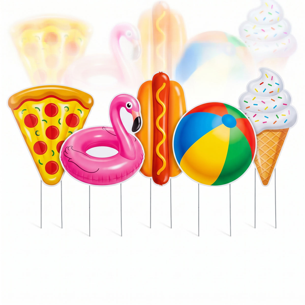 Summer Pool Party Corrugated Yard and Table Sign Set