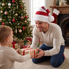 Deluxe Red & White Striped Santa Hat for Christmas