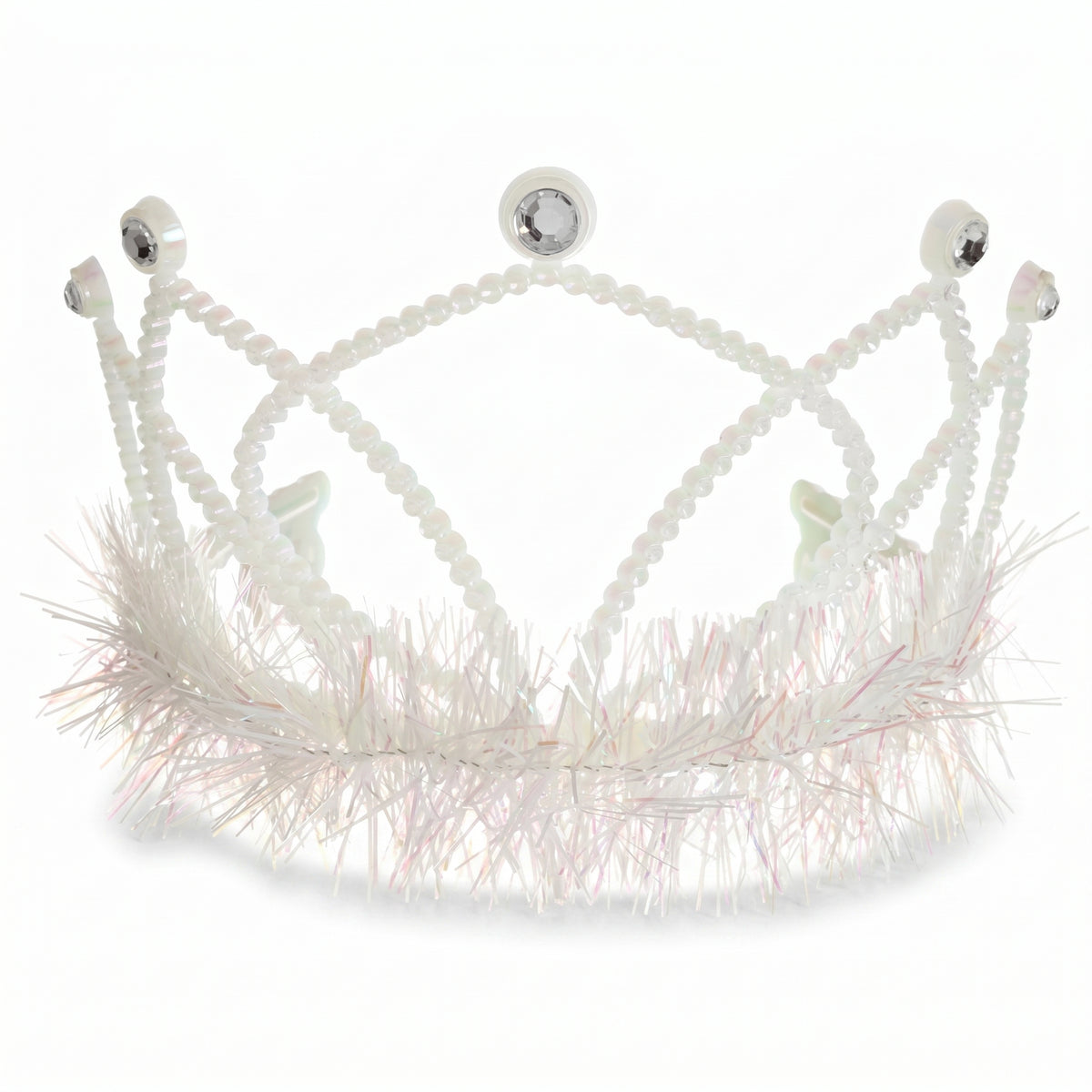 White Tinsel Trim Tiara - Perfect for Team Spirit & Everyday Royalty