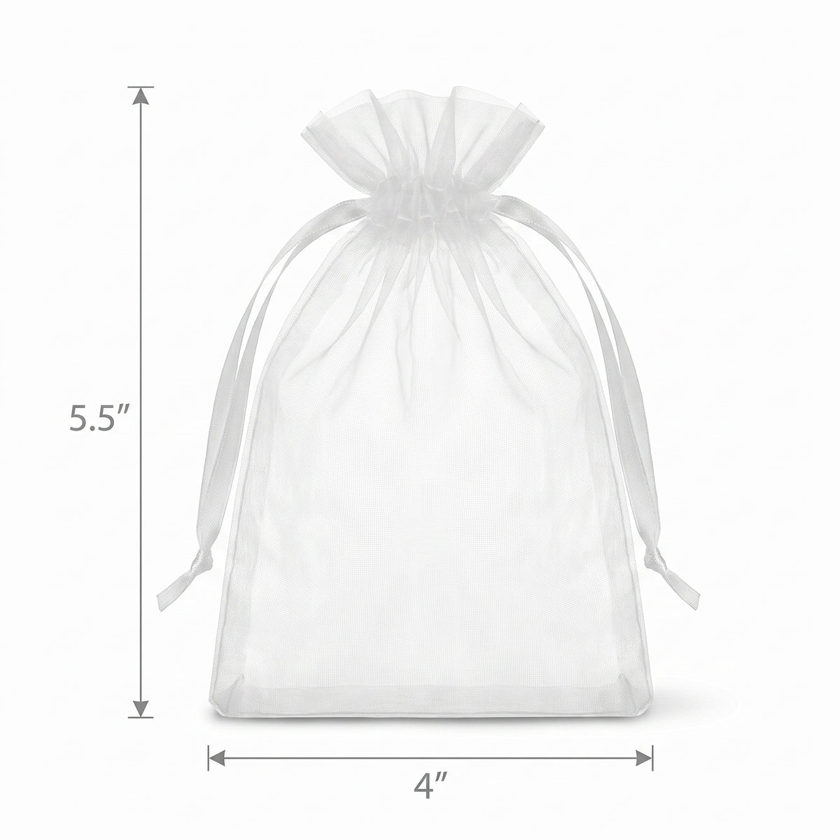 Elegant White Organza Wedding Favor Bags - 12 Pack