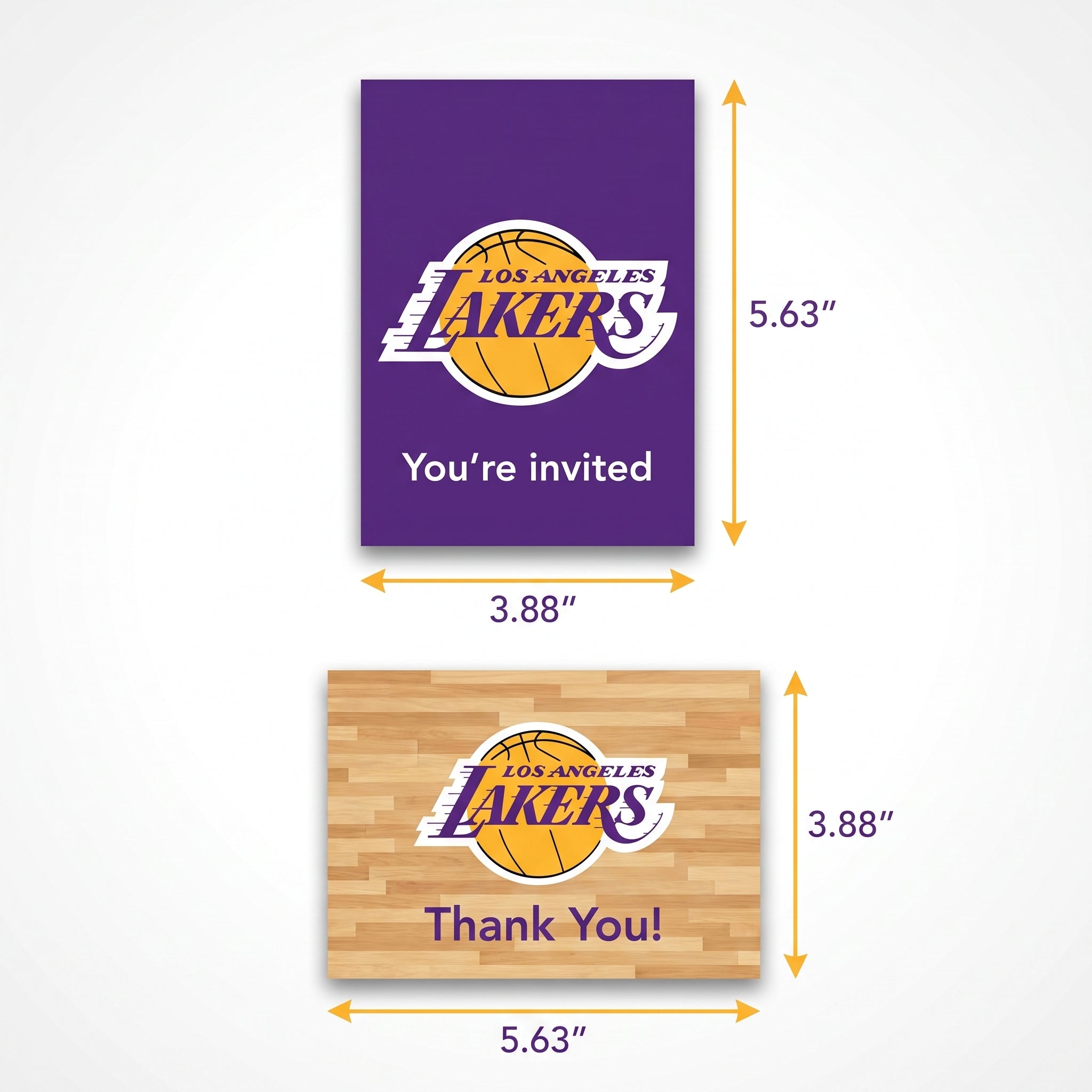 Los Angeles Lakers NBA Invitation & Thank You Card Set