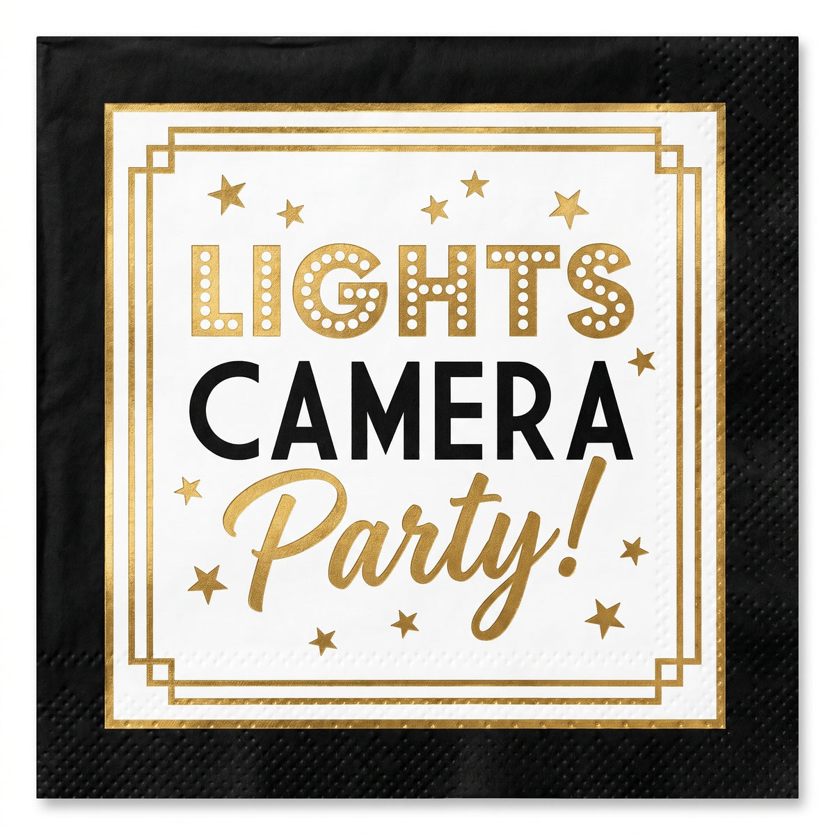 Hollywood Awards Night Beverage Napkins - "Lights Camera Party!" Theme, 40-Pack - 5 In. X 5 In.