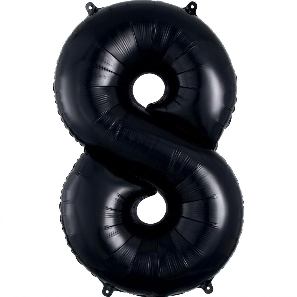 Black Number "8" SuperShape Foil Balloon | 34"