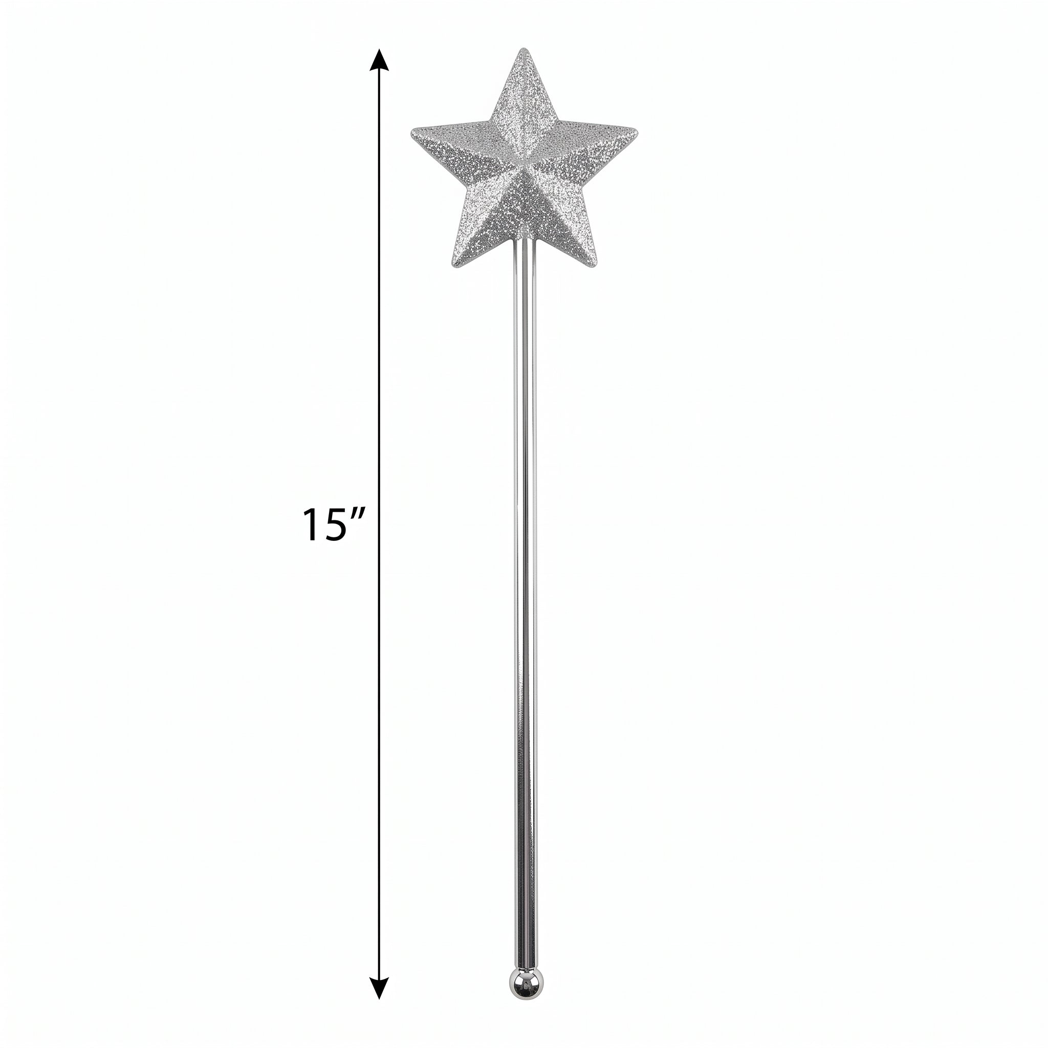 Silver Glitter Angel Star Wand - 15-inch Costume Accessory