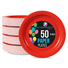 9 In. Red Paper Plates - 50 Ct.