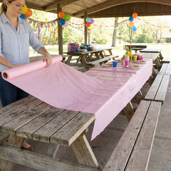 New Pink Plastic Table Cover Roll - 40" x 100'
