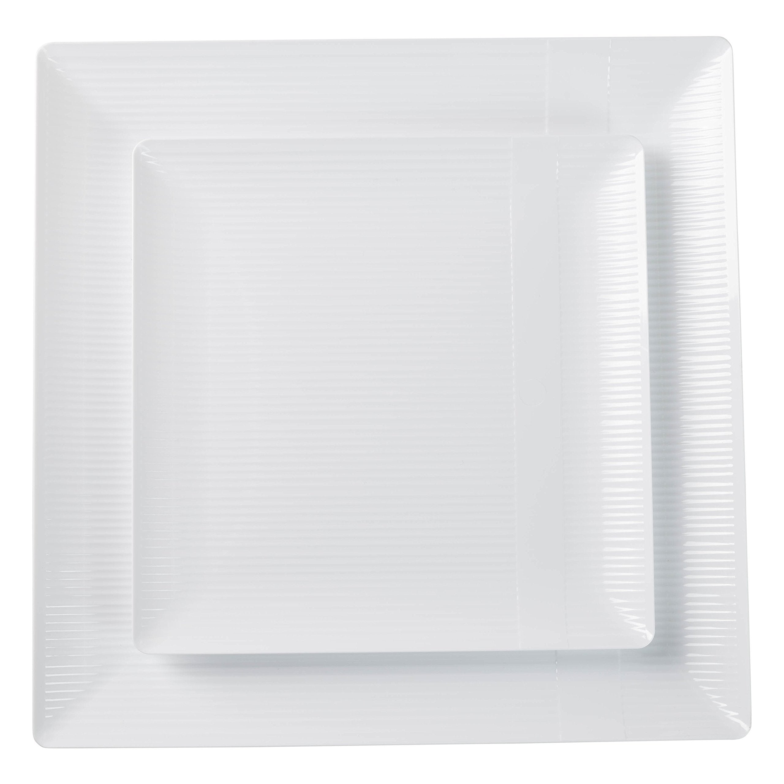 6.5 In. Zen Ridged White Square Plastic Plates | 120 Count