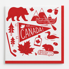 Canada Day Beverage Napkins - Red & White, 30-Pack, 2-Ply
