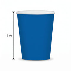Royal Blue 9oz Paper Cups - Solid Color Collection