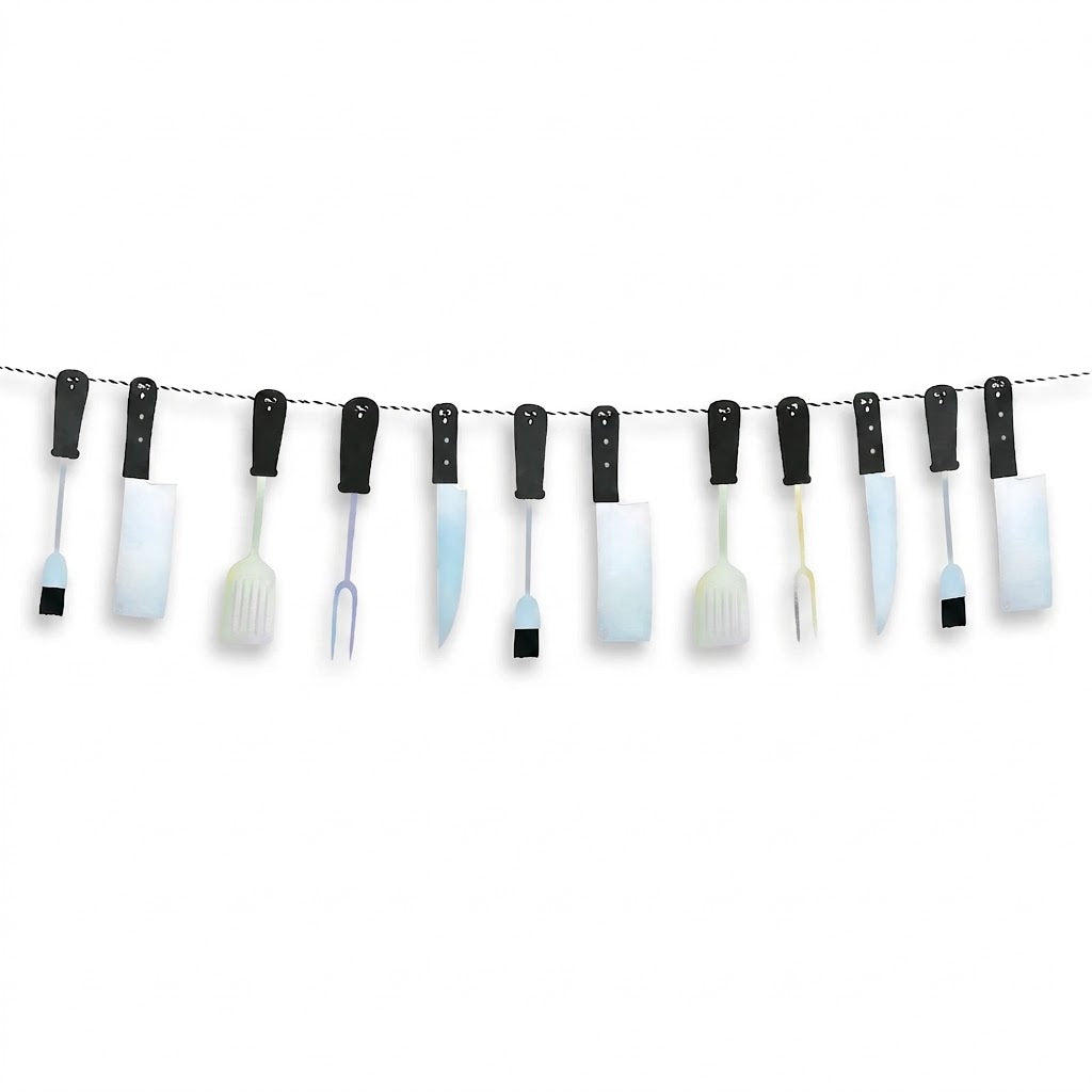 Summer BBQ Utensil Hanging Banner, 7.5 ft