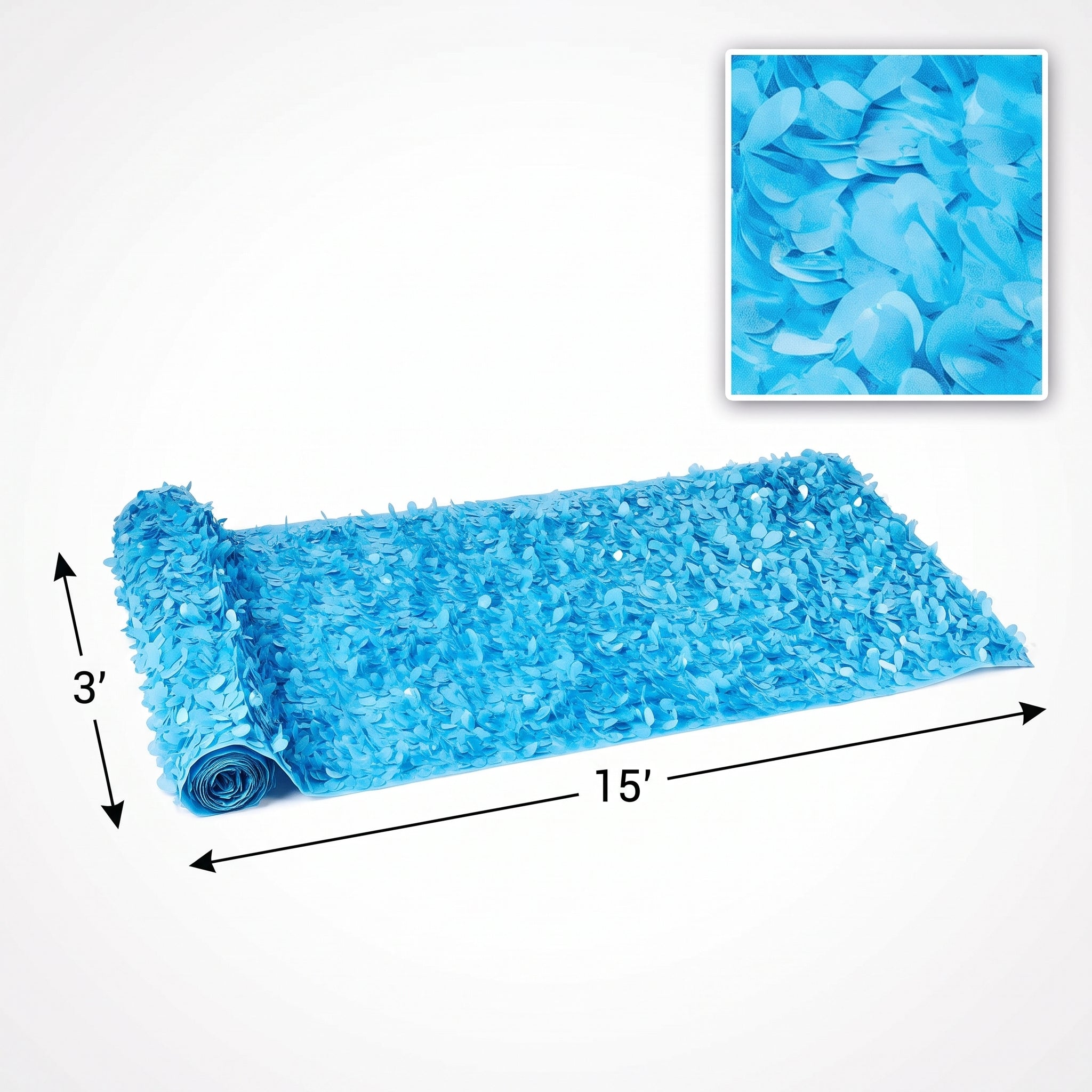 Metallic Blue Floral Vinyl Curtain - 15FT