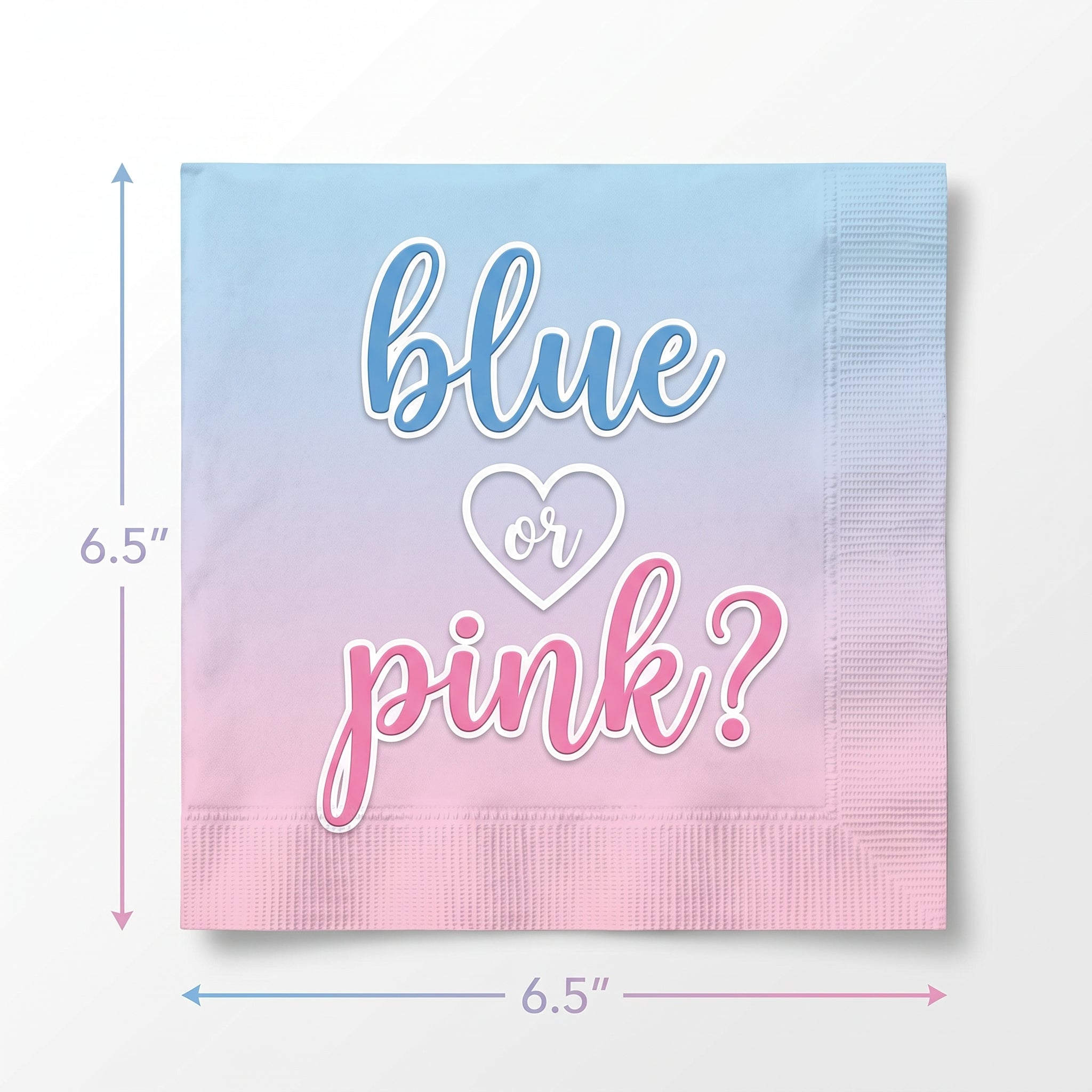 "Blue or Pink?" Gender Reveal Lunch Napkins - 6.5 In. x 6.5 In., 16-Pack