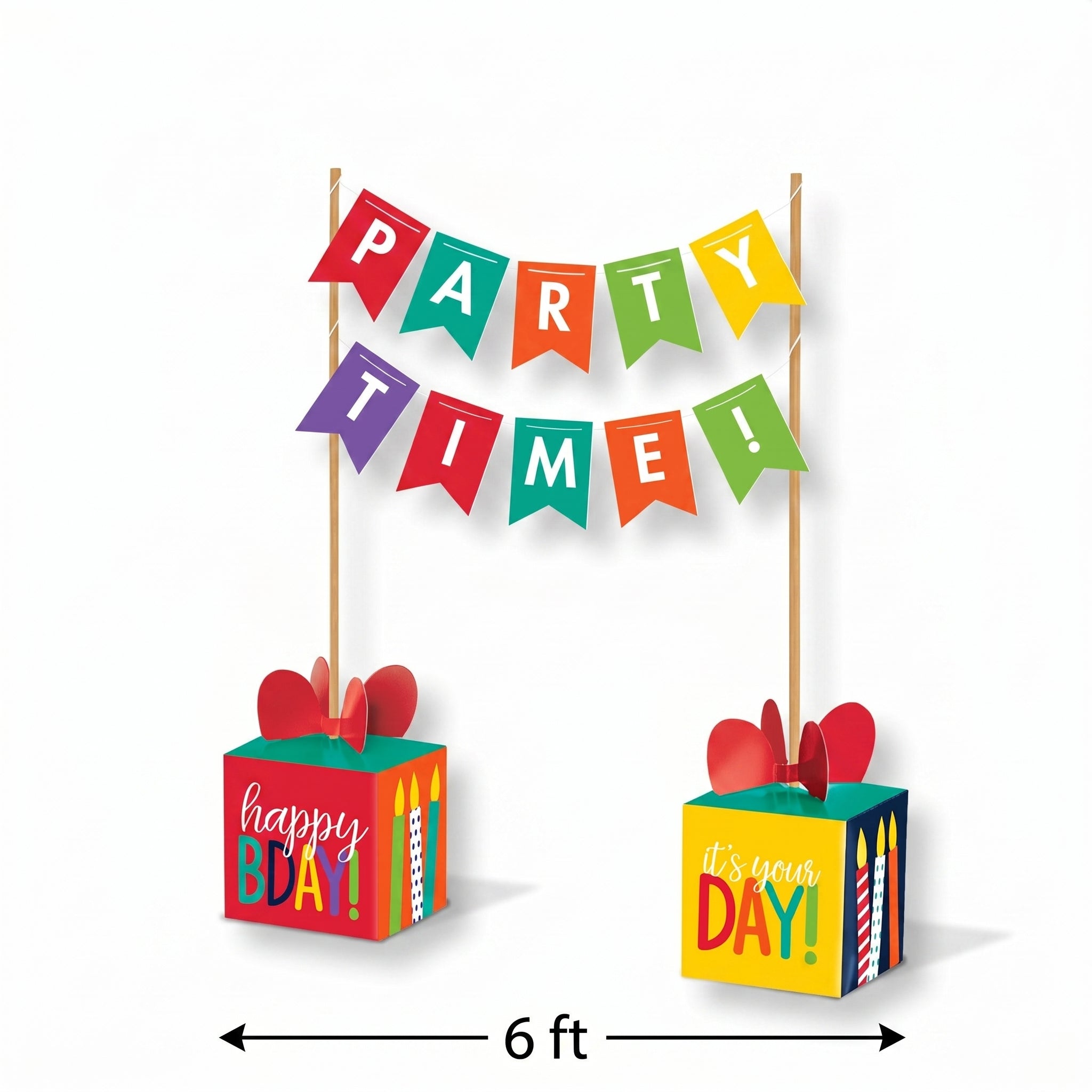 Rainbow "Party Time" Centerpiece Banner