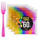 Heavy Duty Neon Plastic Forks | 60 Count