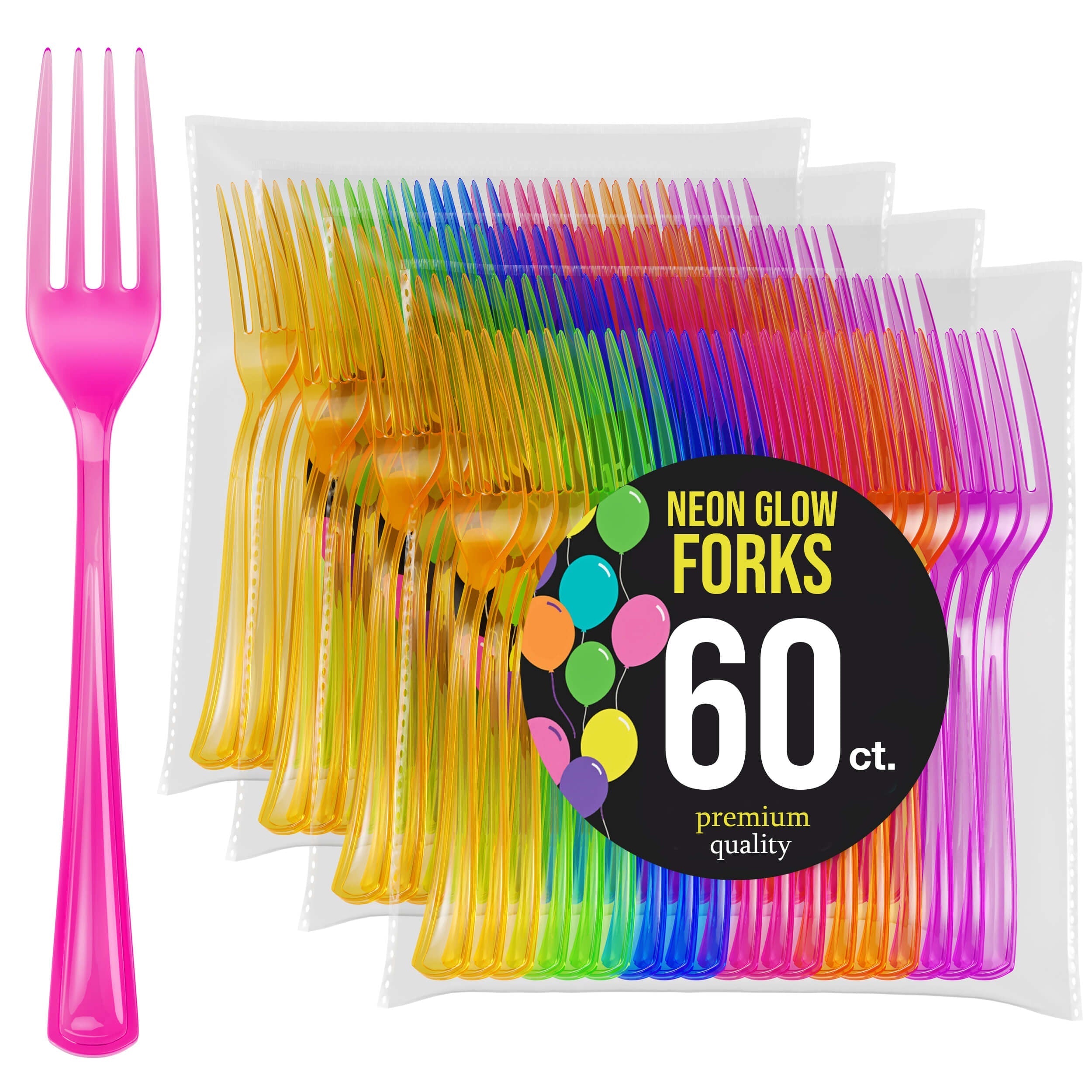 Little Gym - Heavy Duty Neon Plastic Forks - 60 Ct.