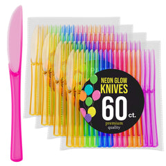 Heavy Duty Neon Plastic Knives | 60 Count