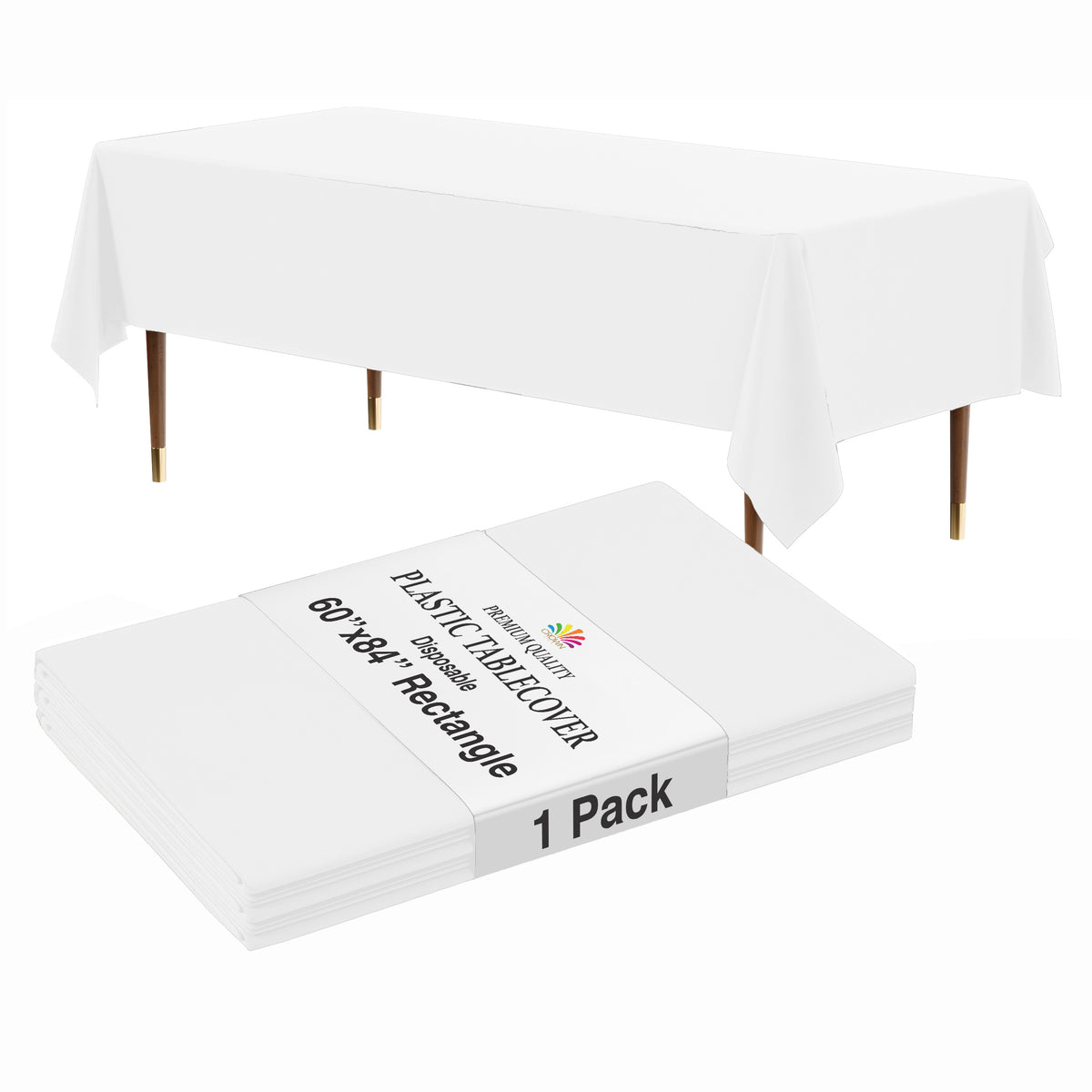 Premium White Rectangle Table Cover 60" x 85" | 1 Pack
