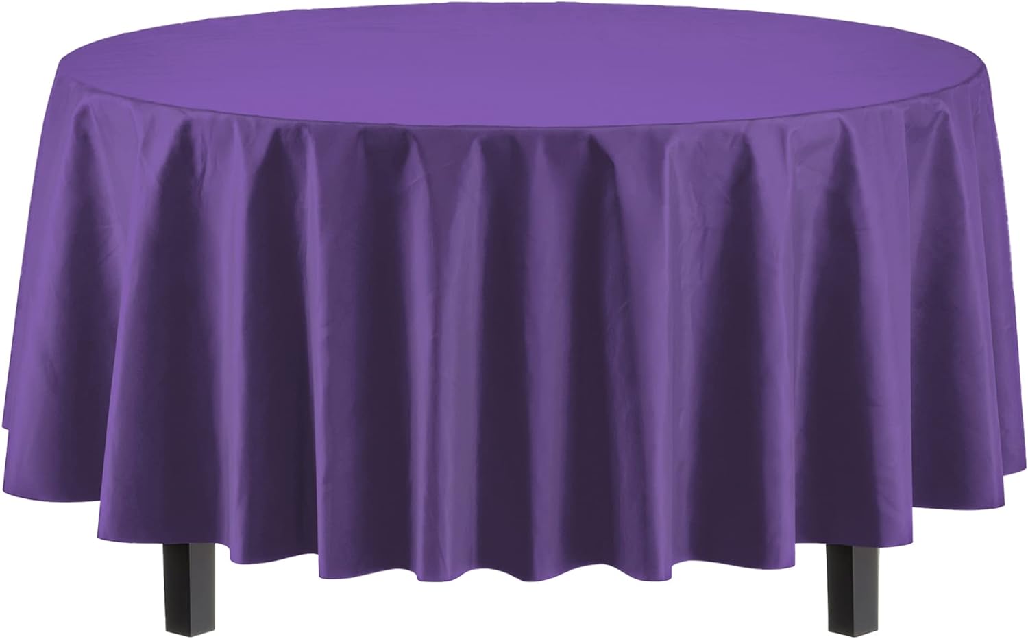 Round Purple Plastic Table Covers | 12 Pack