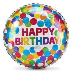 Rainbow Confetti Happy Birthday Foil Balloon