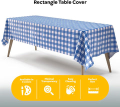 Blue Gingham Plastic Table Cover - 54 In. x 108 In.