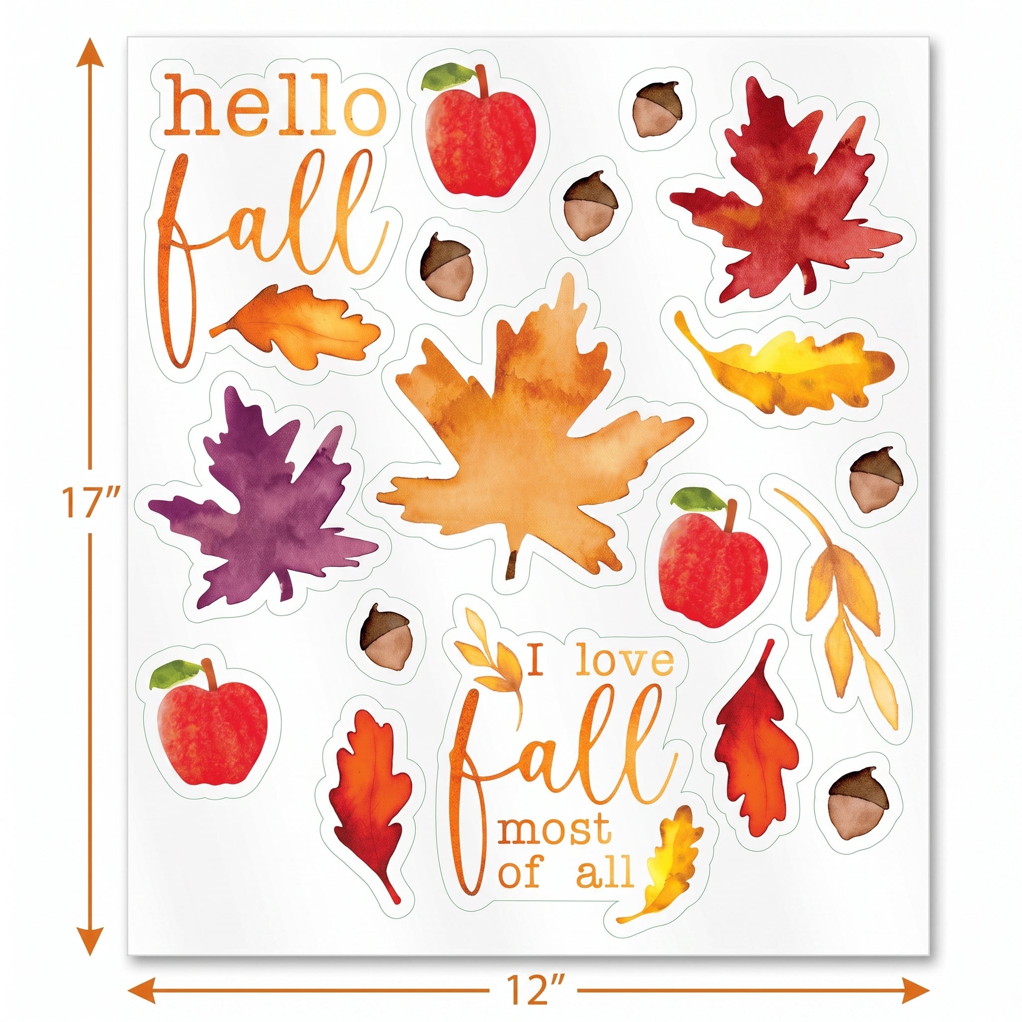 "Hello Fall" Vinyl Window Decor Clings - 18 Pack