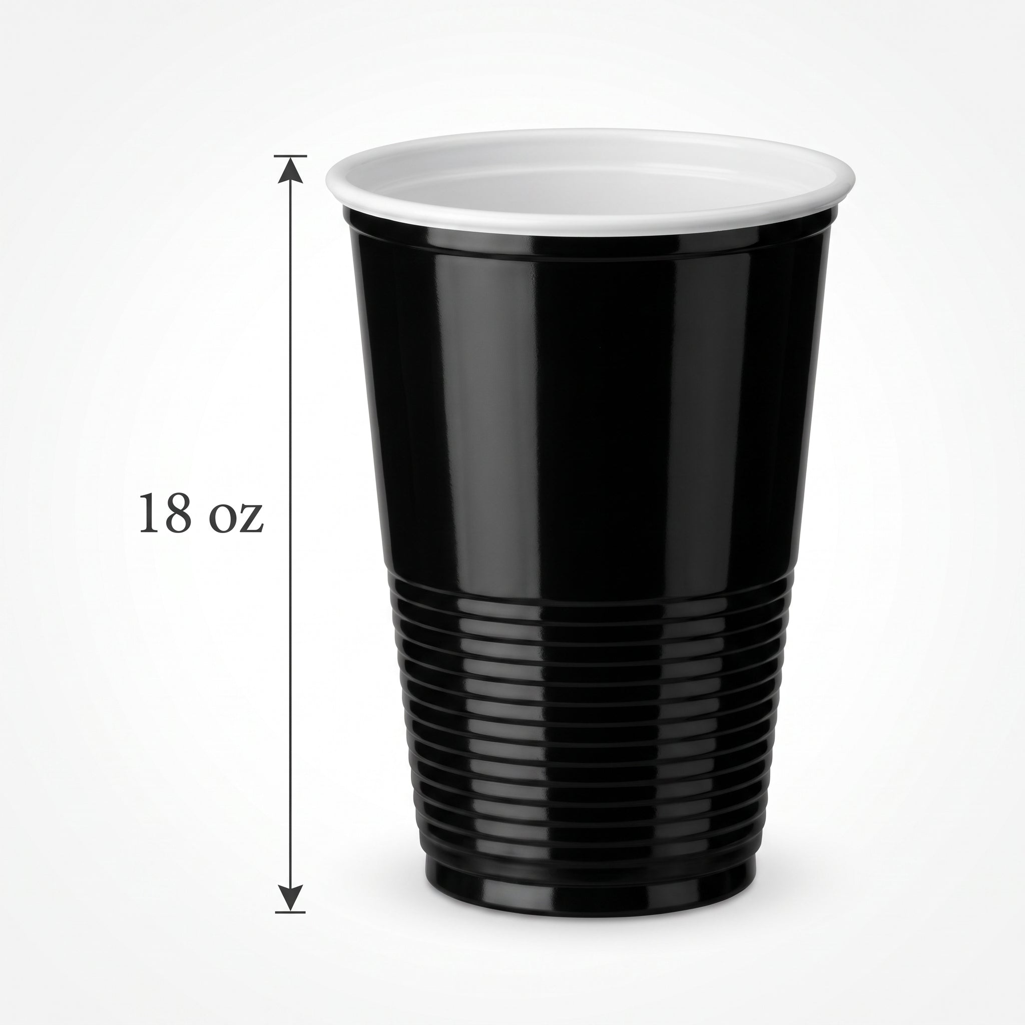 Elegant Black 18oz Plastic Party Cups - Pack of 50