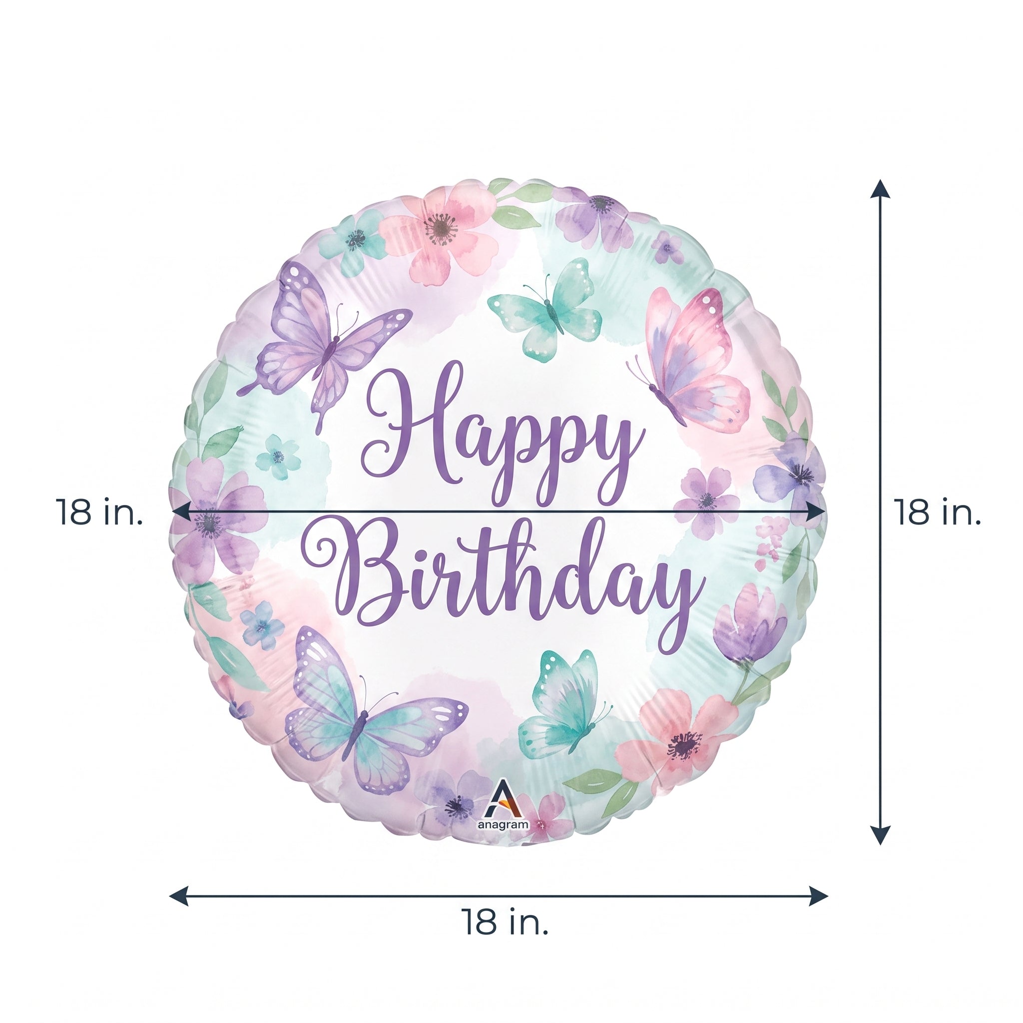 Fluttering Butterflies Happy Birthday Foil Balloon - 18 Inch