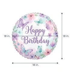 Fluttering Butterflies Happy Birthday Foil Balloon - 18 Inch