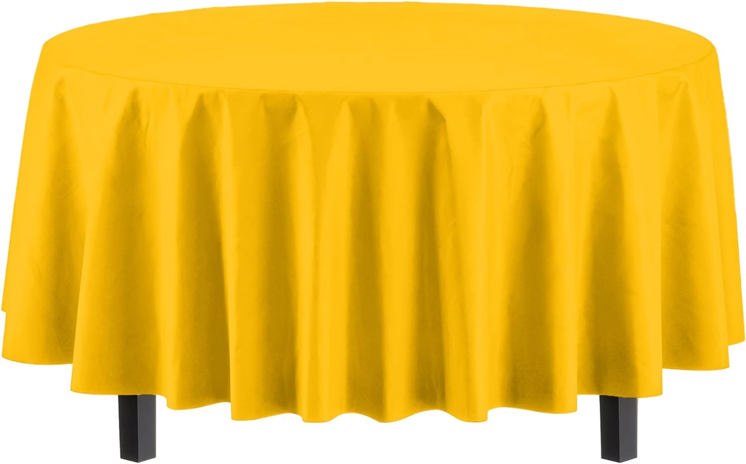 Premium Round Yellow Plastic Table Covers | 6 Pack