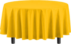 Premium Round Yellow Plastic Table Covers | 6 Pack